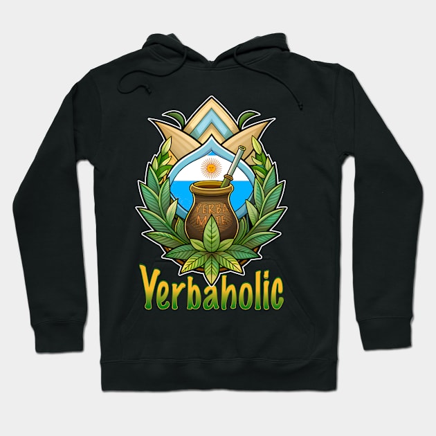 Yerbaholic Retro Bombilla for Argentinian Yerba Mate Tea Lovers Hoodie by JJDezigns